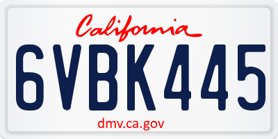 CA license plate 6VBK445