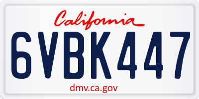 CA license plate 6VBK447
