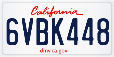 CA license plate 6VBK448