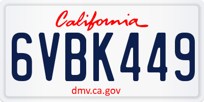 CA license plate 6VBK449