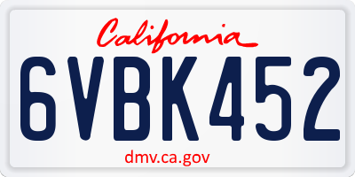 CA license plate 6VBK452