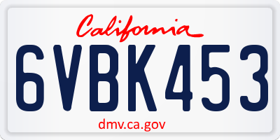 CA license plate 6VBK453