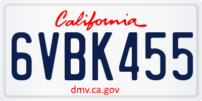 CA license plate 6VBK455