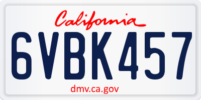 CA license plate 6VBK457