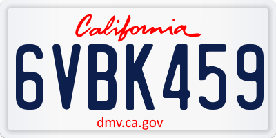 CA license plate 6VBK459