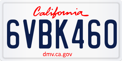 CA license plate 6VBK460