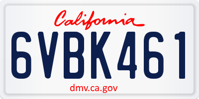 CA license plate 6VBK461