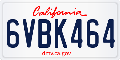 CA license plate 6VBK464