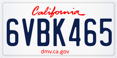 CA license plate 6VBK465