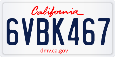 CA license plate 6VBK467