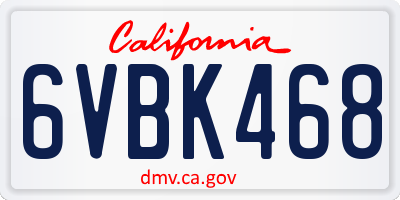 CA license plate 6VBK468