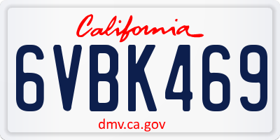 CA license plate 6VBK469