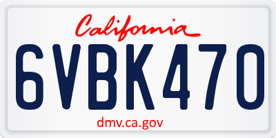 CA license plate 6VBK470