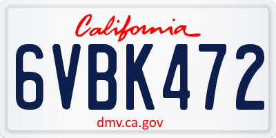 CA license plate 6VBK472
