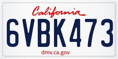 CA license plate 6VBK473
