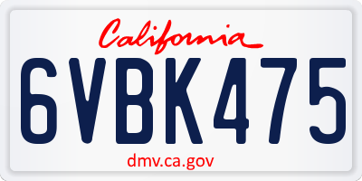 CA license plate 6VBK475