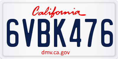 CA license plate 6VBK476