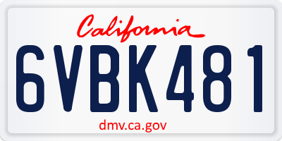 CA license plate 6VBK481