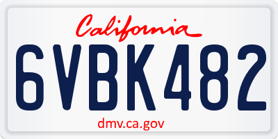 CA license plate 6VBK482