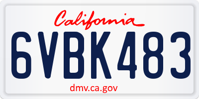CA license plate 6VBK483