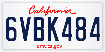 CA license plate 6VBK484