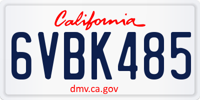CA license plate 6VBK485
