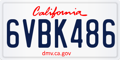 CA license plate 6VBK486