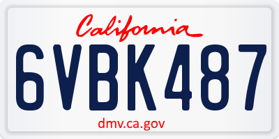 CA license plate 6VBK487