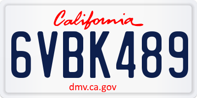 CA license plate 6VBK489