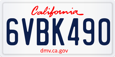 CA license plate 6VBK490