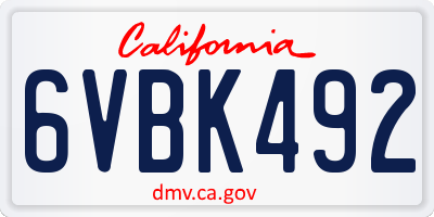 CA license plate 6VBK492