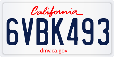 CA license plate 6VBK493