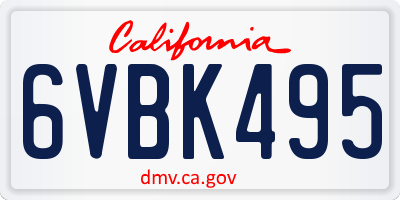 CA license plate 6VBK495