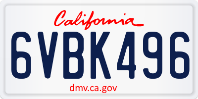 CA license plate 6VBK496