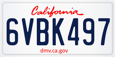CA license plate 6VBK497