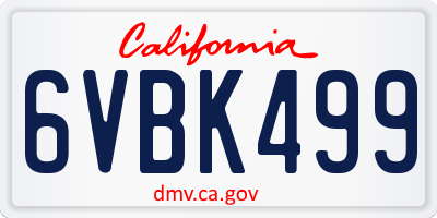 CA license plate 6VBK499