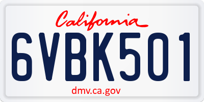 CA license plate 6VBK501