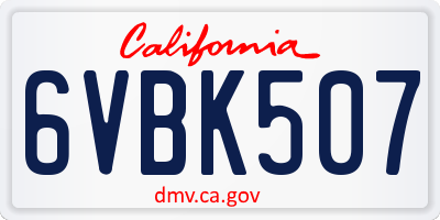 CA license plate 6VBK507