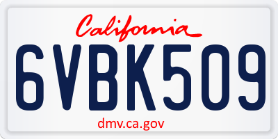 CA license plate 6VBK509