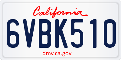 CA license plate 6VBK510