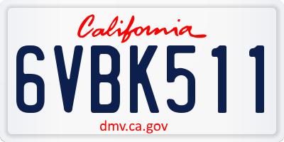 CA license plate 6VBK511