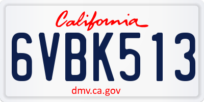 CA license plate 6VBK513