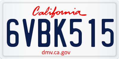 CA license plate 6VBK515