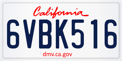 CA license plate 6VBK516