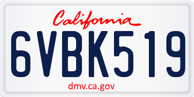 CA license plate 6VBK519