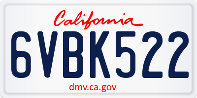 CA license plate 6VBK522