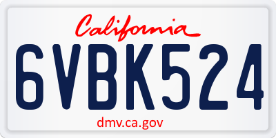 CA license plate 6VBK524