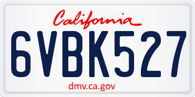CA license plate 6VBK527