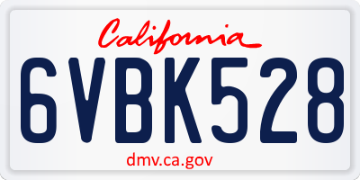 CA license plate 6VBK528