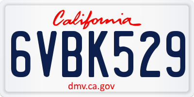 CA license plate 6VBK529